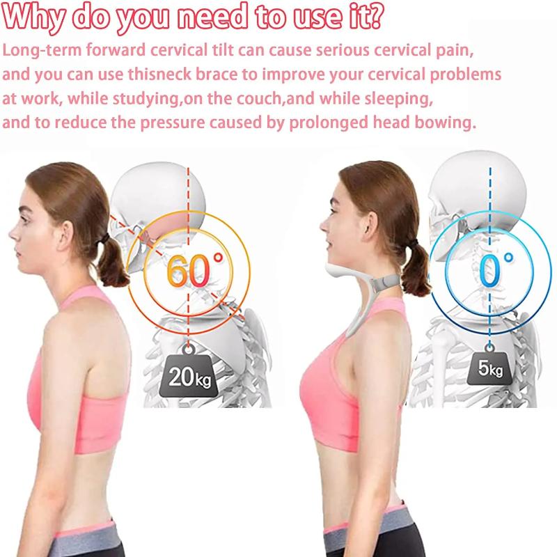 Corector de postură Guler cervical Aparat pentru gât Dispozitiv de tracțiune cervicală Bretele pentru gât cervical Îngrijire a sănătății Gât pentru a preveni capul scăzut