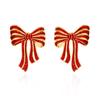 Weihnachten Glitzer Pailletten Rot Emaille Schleife Ohrstecker Trendige Schleife Ohrring Neujahr Festliche Feiertags Schmuck Geschenk Für Frauen Männer