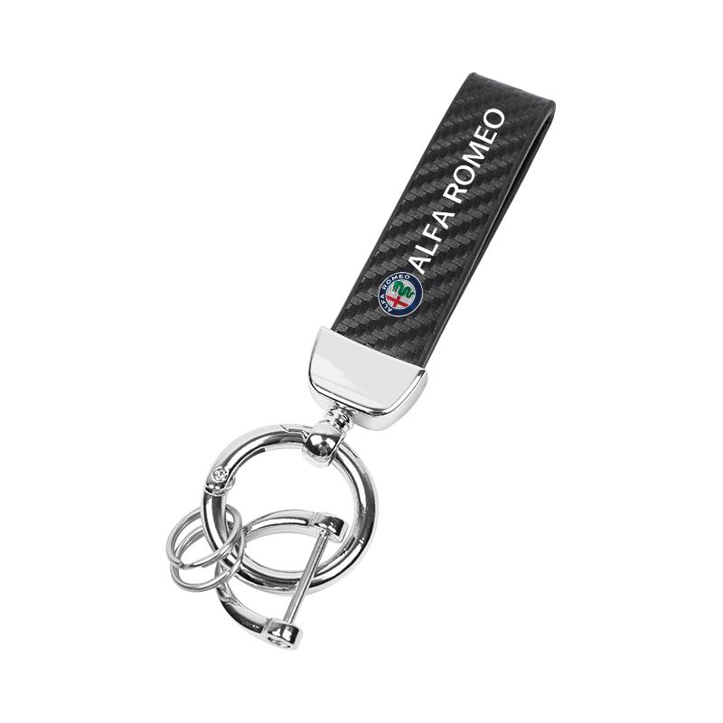 Car Stickers For Alfa Romeo High-end Leather Car Logo Key Chain Keyring Auto Interior Accessories For Alfa Romeo 4C 159 166 Spid
