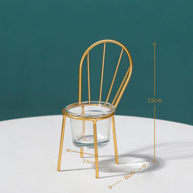 

Металлические поделки в форме стула, подсвечник, подсвечник, украшение для рабочего стола, свет для дома, гостиной, декор для обеденного стола Round chair