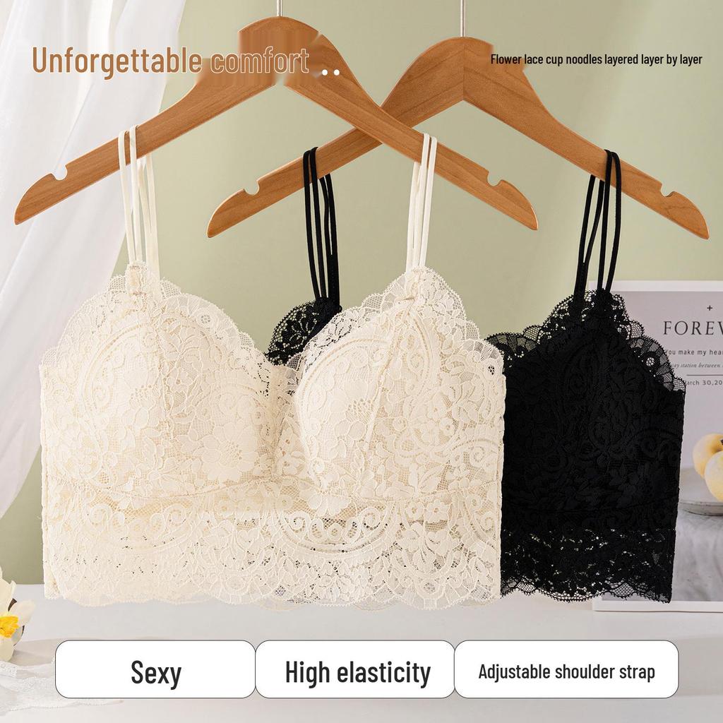 Lace Camisole Women's Beautiful Back Vest: Sexy, Strapless, Plus Size, Inner/Outer Wear with Chest Pads.