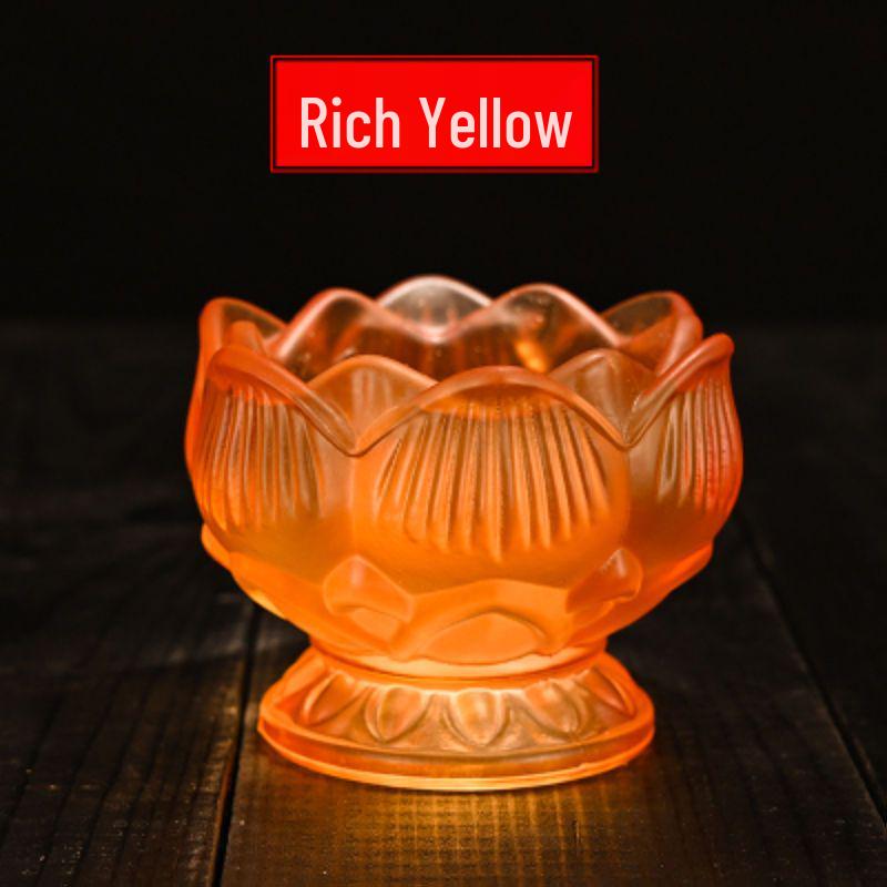 Colorful Lotus Crystal Glass Ghee Lamp Holder for Buddha Offering