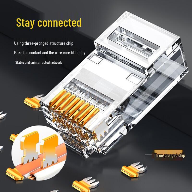 SAMZHE CKT6100 Cat6 Unshielded Pass-Through RJ45 Connectors (100-Pack)