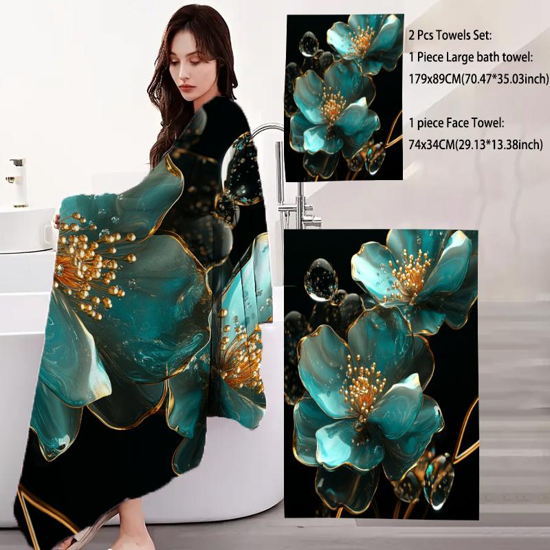 2pc/set Microfiber Soft Face Towel Bath Towel, -Thick, Quick-Dry Highly Absorbent Hand Towels Washcloths Sets, Kitchen Dish Towel, for Bathroom,