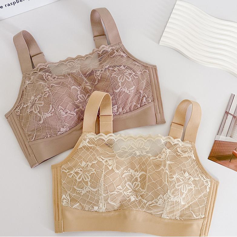 BH in Übergröße für Damen Dünn Anti-Hängeeffekt Engfrei Atmungsaktiv und Sexy Spitzenunterwäsche Push-up-BH