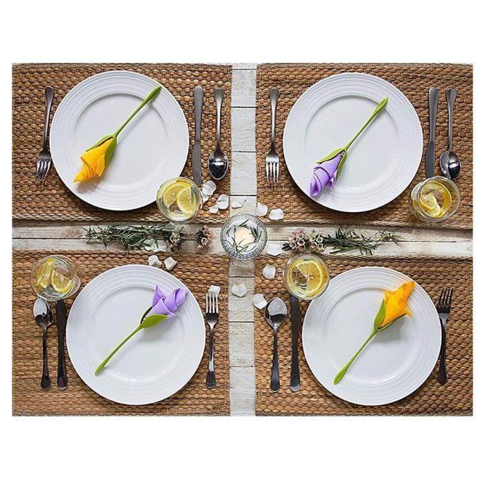 Napkin Holders - ABS - 12 Pcs - Green Stems - Flowers - Table Decoration
