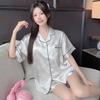 Summer High-Value Light Luxury Ice Silk Butterfly Jacquard Fashion Casual Pajamas Women'S Short-Sleeved Set Loungewear