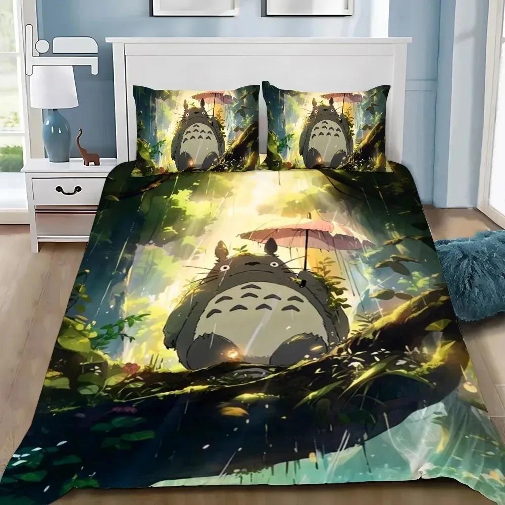 Set Copripiumino Kawaii Coperta Cuscini Giappone Anime Il Mio Vicino Set Biancheria da Letto Matrimoniale King Completo Copripiumino