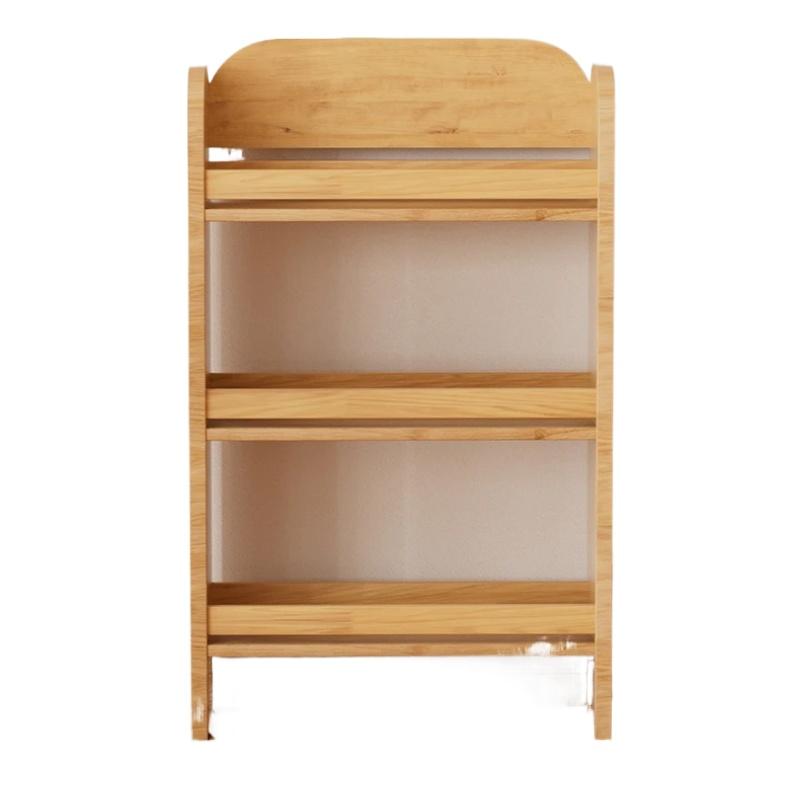 Child-Safe Solid Wood Book Organizer Slim Floor Bookcase with Wall Support Creative Narrow Storage Shelf for Bedroom&Living Room