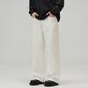 Men Pants Solid Color Straight Wide Leg Retro Style Pants with Pockets Zippered Trousers for Daily Home Streetwear Sports