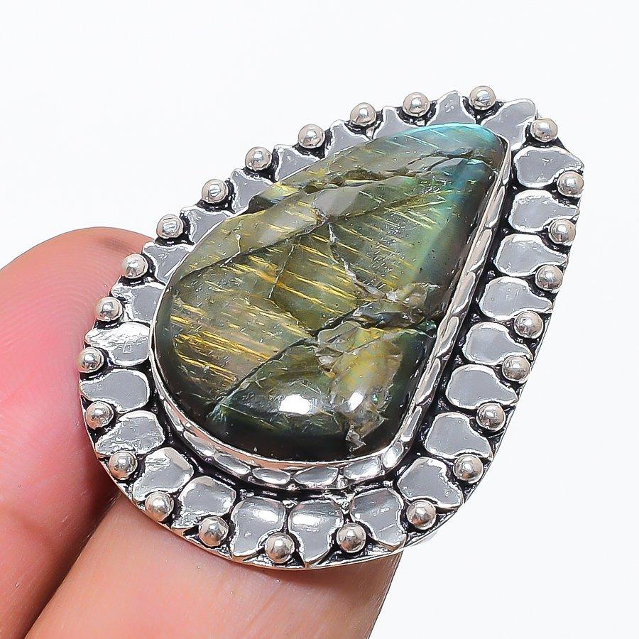 Labradorite Gemstone 925 Sterling Silver Jewelry Ring Size 8.5