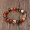 Colorful Ethnic Style Natural Alashan Agate and Gobi Stone Bracelet with Wire-Wrapped Eye Beads