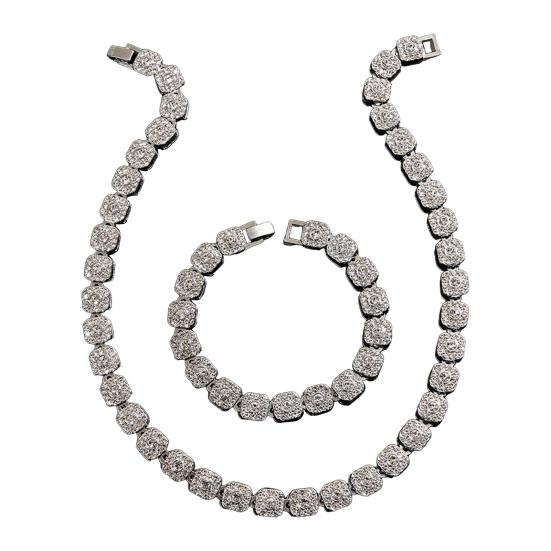 

2 шт./комплект унисекс ожерелье серьги комплект для официального банкета и выпускного вечера серебряный