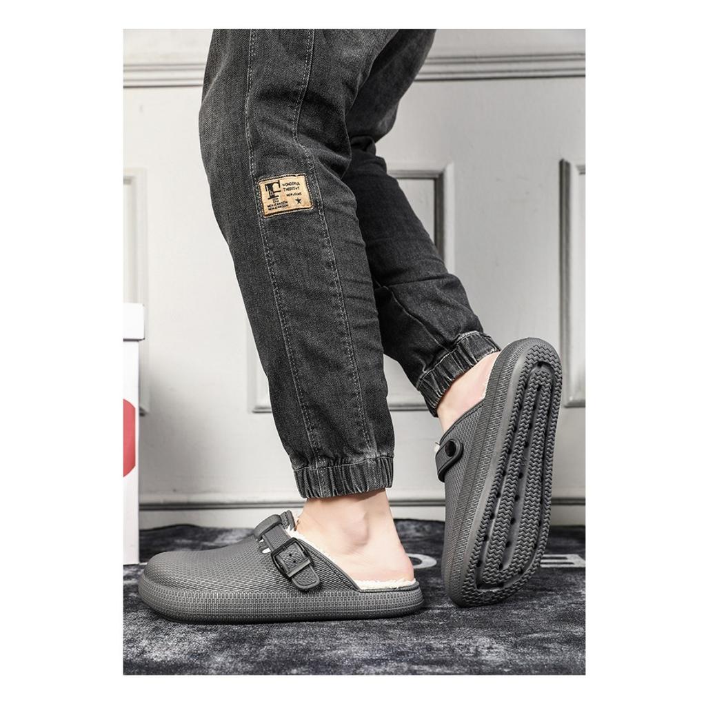 Men's Cotton Shoes with Thick Soles and Cotton Slippers for Warmth, Anti Slip, and Toe Covering