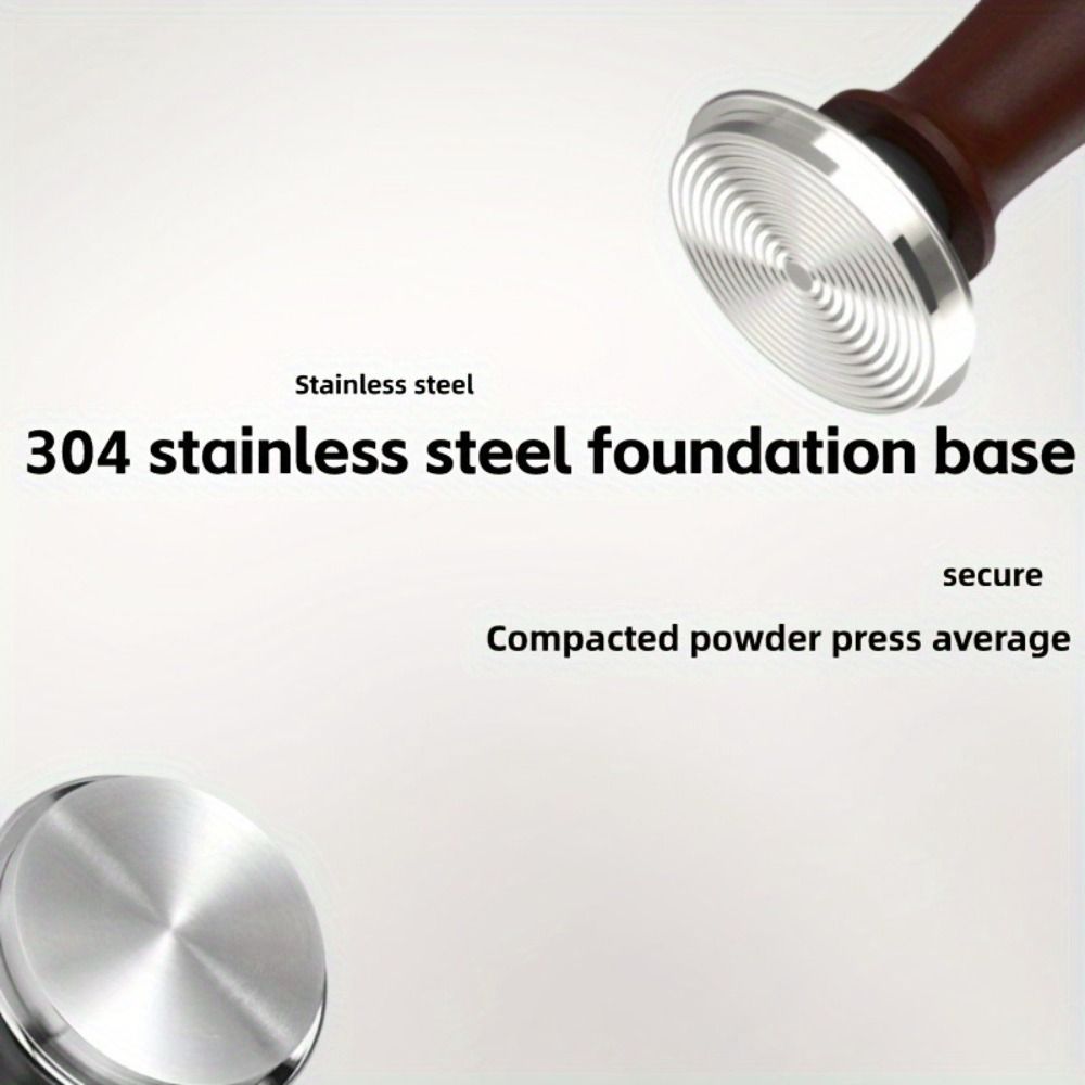 Wooden Handle Coffee Tamper Stainless Steel Base Barista Tool Pressure Hammer  Professional Use