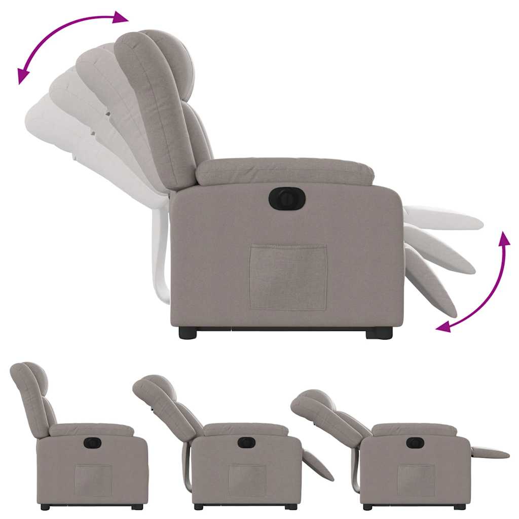 Vidaxl Lift and Tilt Recliner, Electric, Taupe Color, Fabric