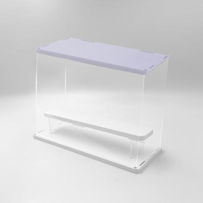 LED Downlight Acrylic Collection Case, 2 Tiers, Lavender White, Capsule Toy Figure Light-Up, 3-Color Switching