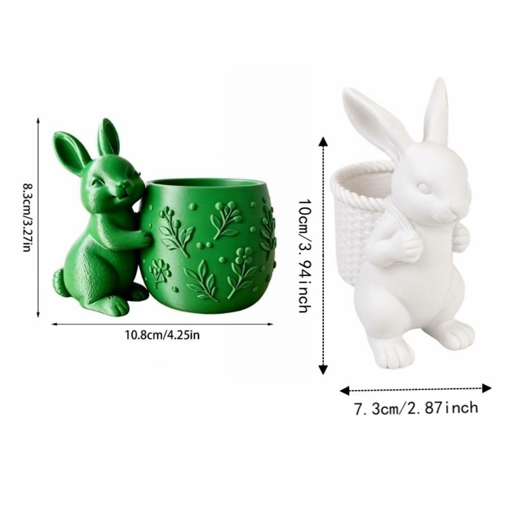 Cute 3d Printed Rabbit Flower Pot Embossed Floral Design Home Decor Mini Flowerpot Desk Ornaments Succulents Planter Home Decor