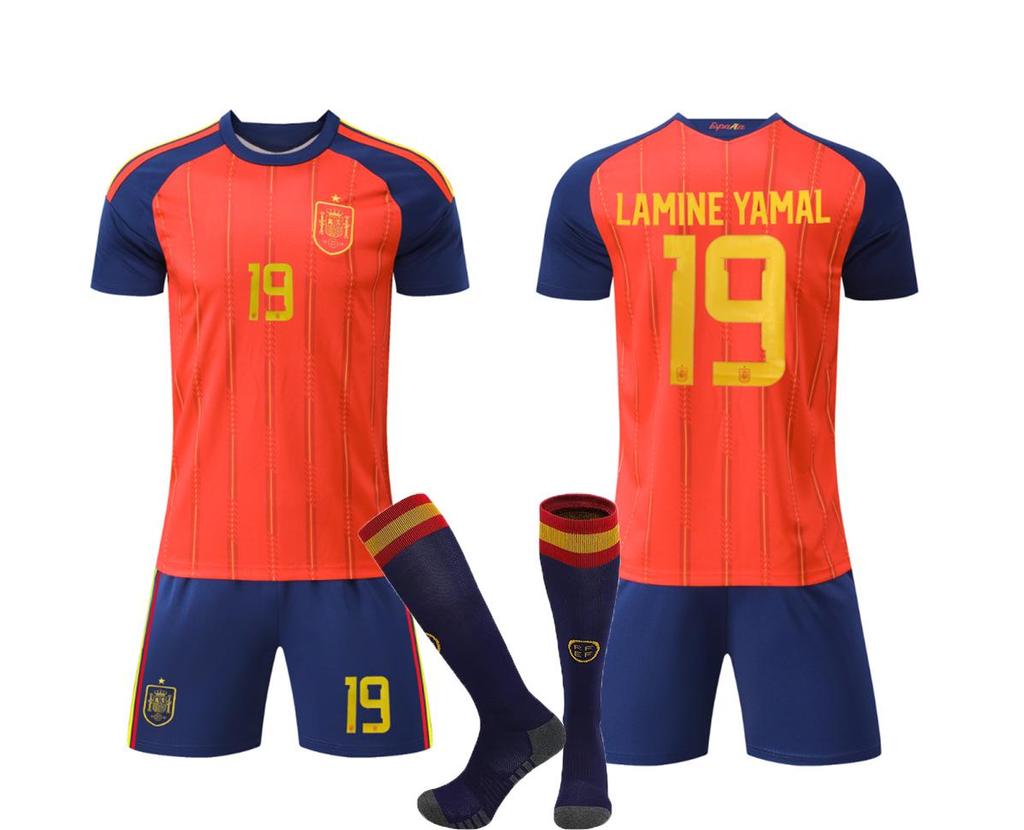 Zestaw koszulek piłkarskich reprezentacji Hiszpanii: Dzieci i dorośli (Rozmiar 14-3XL)