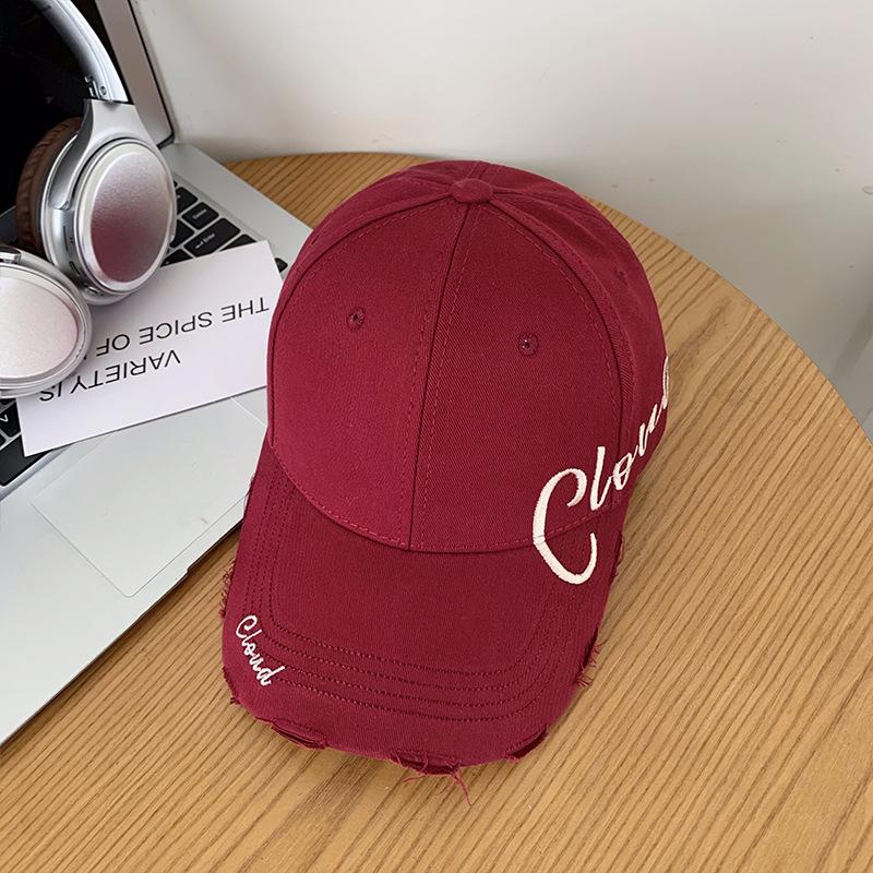 2026 New Korean Style Letter Baseball Cap for Women Solid Black Hard Top Fashion Sun Hat Large Head Circumference Visor Caps