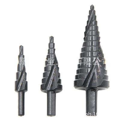 3-Piece Titanium-Coated Spiral Groove Step Drill Set with Triangular Handle