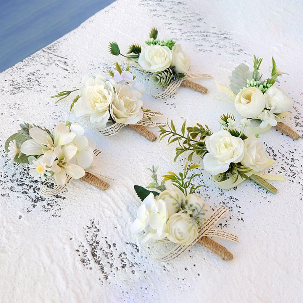 Bride and Groom Boutonniere Bridesmaid and Groomsmen Corsage Rose Boutonniere