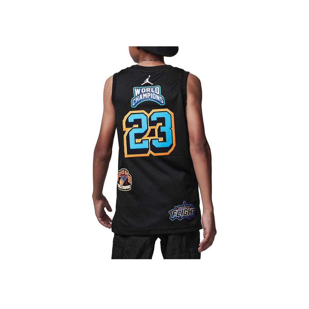 Jordan Patch Pack Logo Print Sleeveless Sports Jersey Kids basketball Black FV2695-010