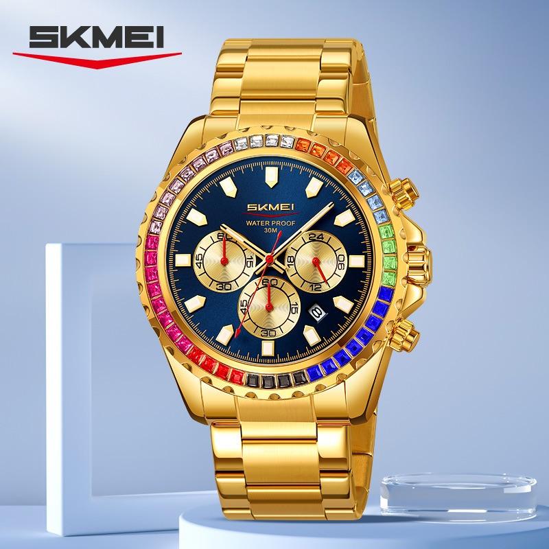 Men's quartz watch waterproof luminous fashion business diamond-encrusted high-end watch quartz men's