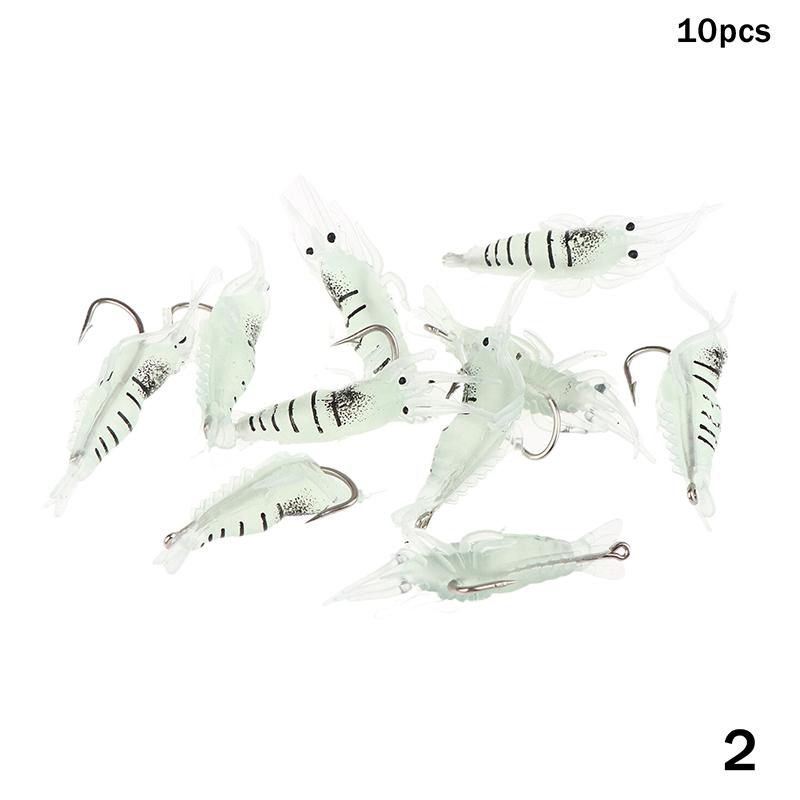 510/20Pcs Goture Shrimp Lures For Freshwater Saltwater, Luminous Shrimp Bait Set With Sharp Hook And Bead