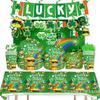 St. Patrick'S Day Party Supplies Decorative Irish Shamrock Party Cutlery Paper Plates Tissue Tablecloths Banners