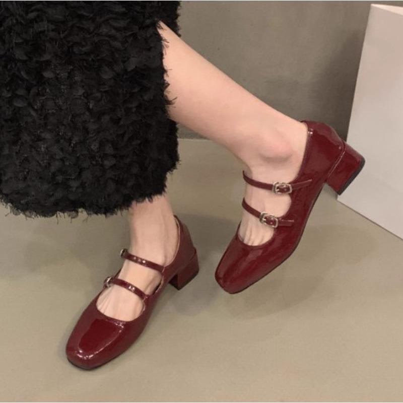 

Модная новая женская обувь Мэри Джейн для женщин, ретро, средний каблук, женская одинарная, модная, глянцевая, мягкая, удобная, балетки, zapatos mujer 35 красный