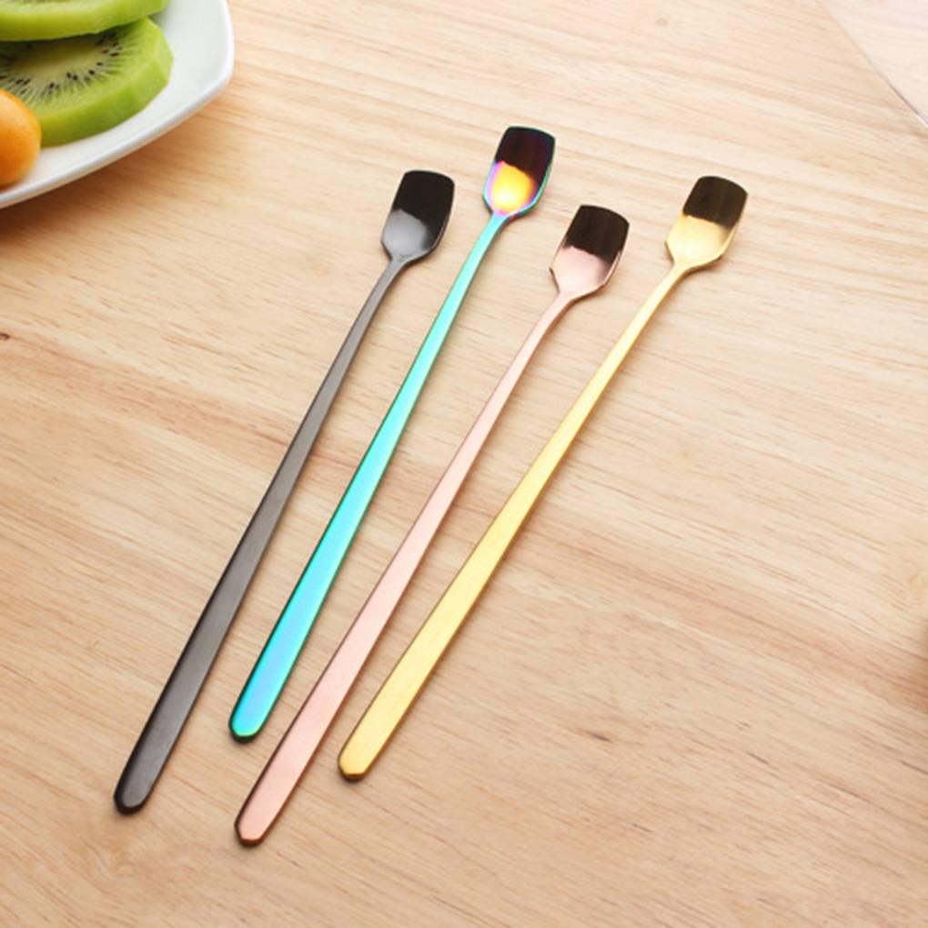 Ice Cream Tea Spoons Stainless Steel Long Handle Scoops Coffee Teaspoon