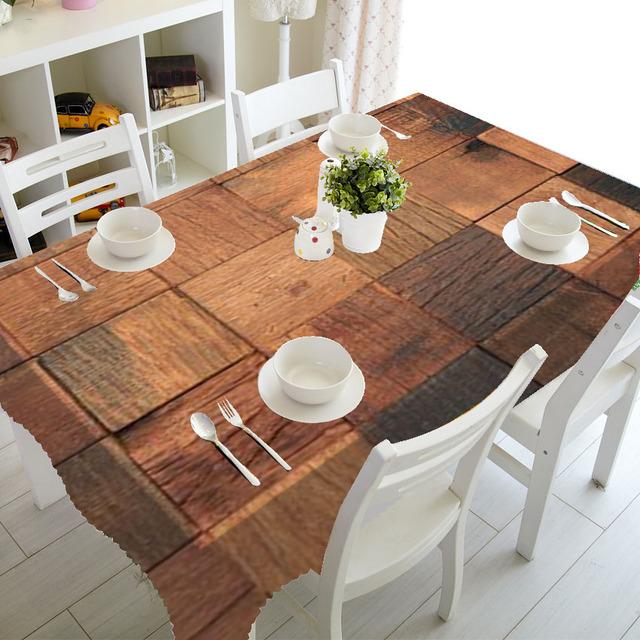 Wooden Texture Printing Rectangular Tablecloths For Table Wedding Decoration Waterproof Coffee Table Cover Anti -Stain Tablecloth