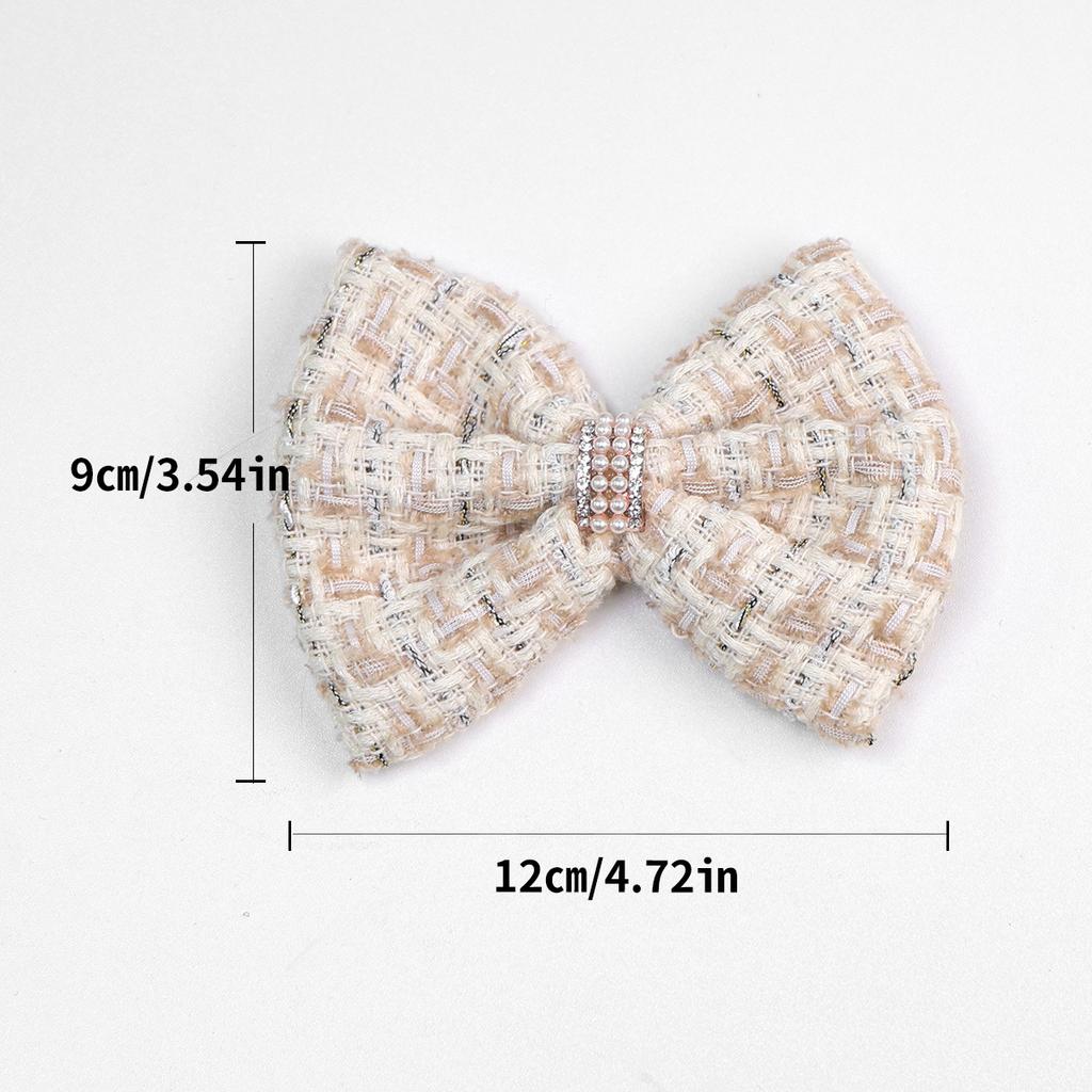 Luxury Tweed Cat Dress Bow Hair Clip + Pearl Necklace + Layer Tulle Skirt Outfit, Elegant Princess Pet Clothes for Dogs Cats