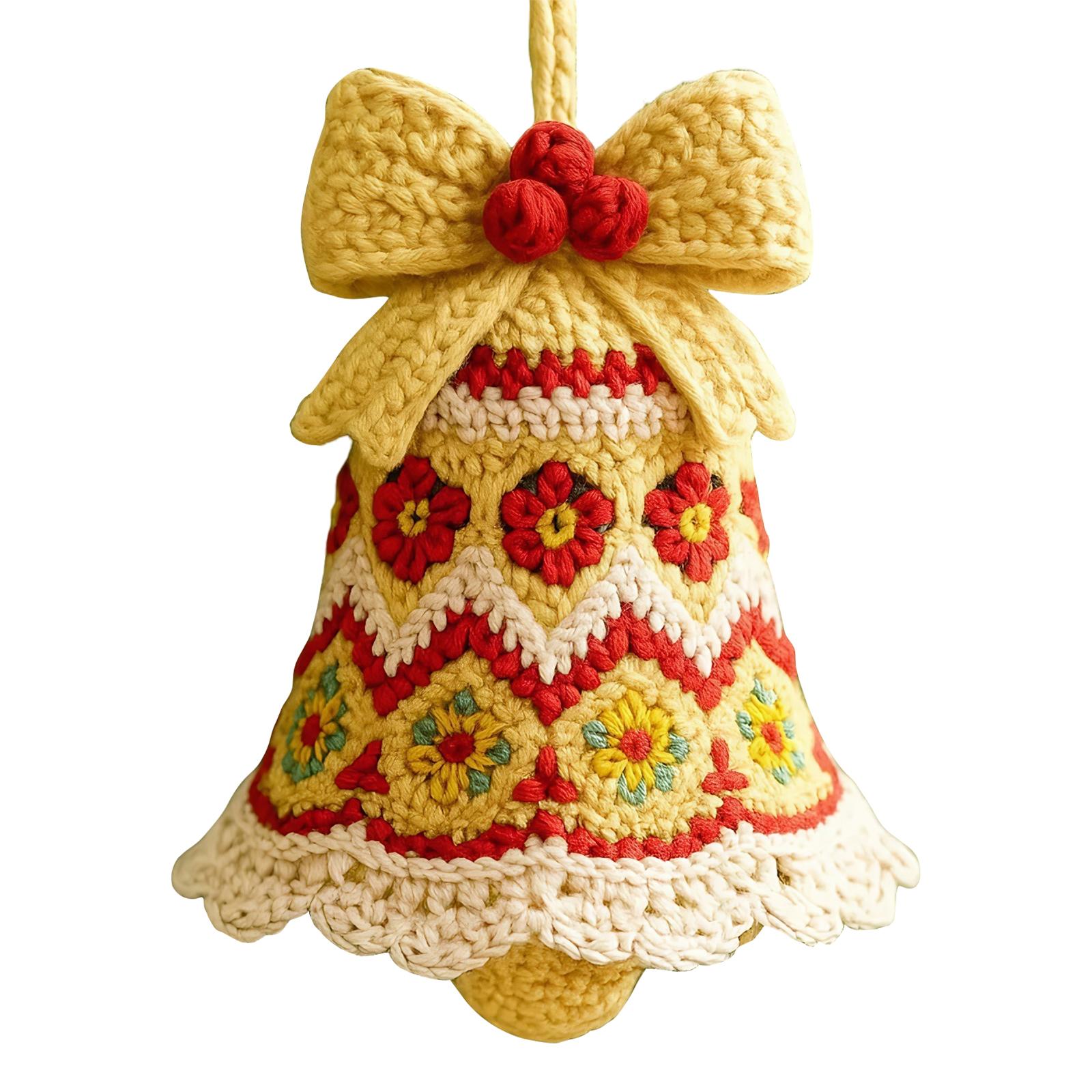 

Hand-Knitted Christmas Bell Decoration DIY Crochet Knitting Material Kit DIY Knitted Holiday Ornament for Adults Beginners жовтий