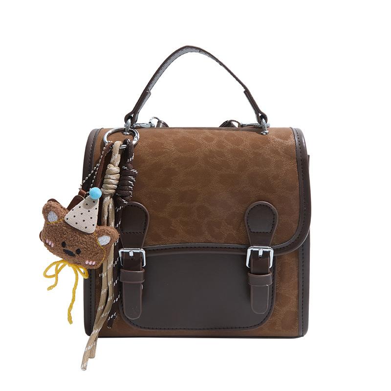 Leopard print retro backpack women's fashion niche design student class schoolbag Korean version ins street trend backpack