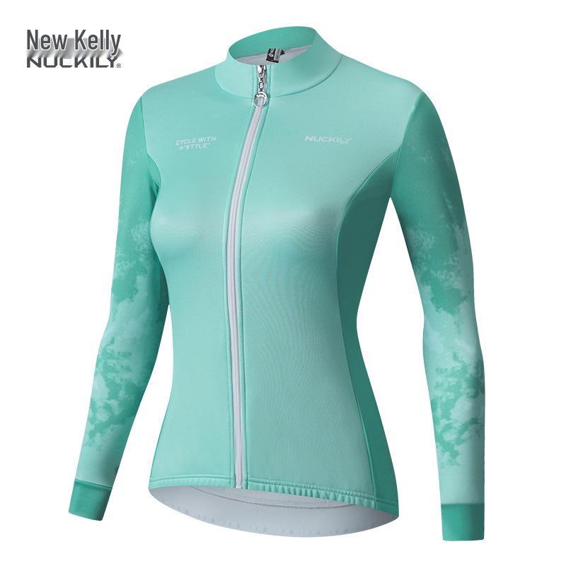 

Women s Long Sleeve Fleece Cycling Suit - Autumn/Winter Warm Gear for Road and Mountain Biking L зелений