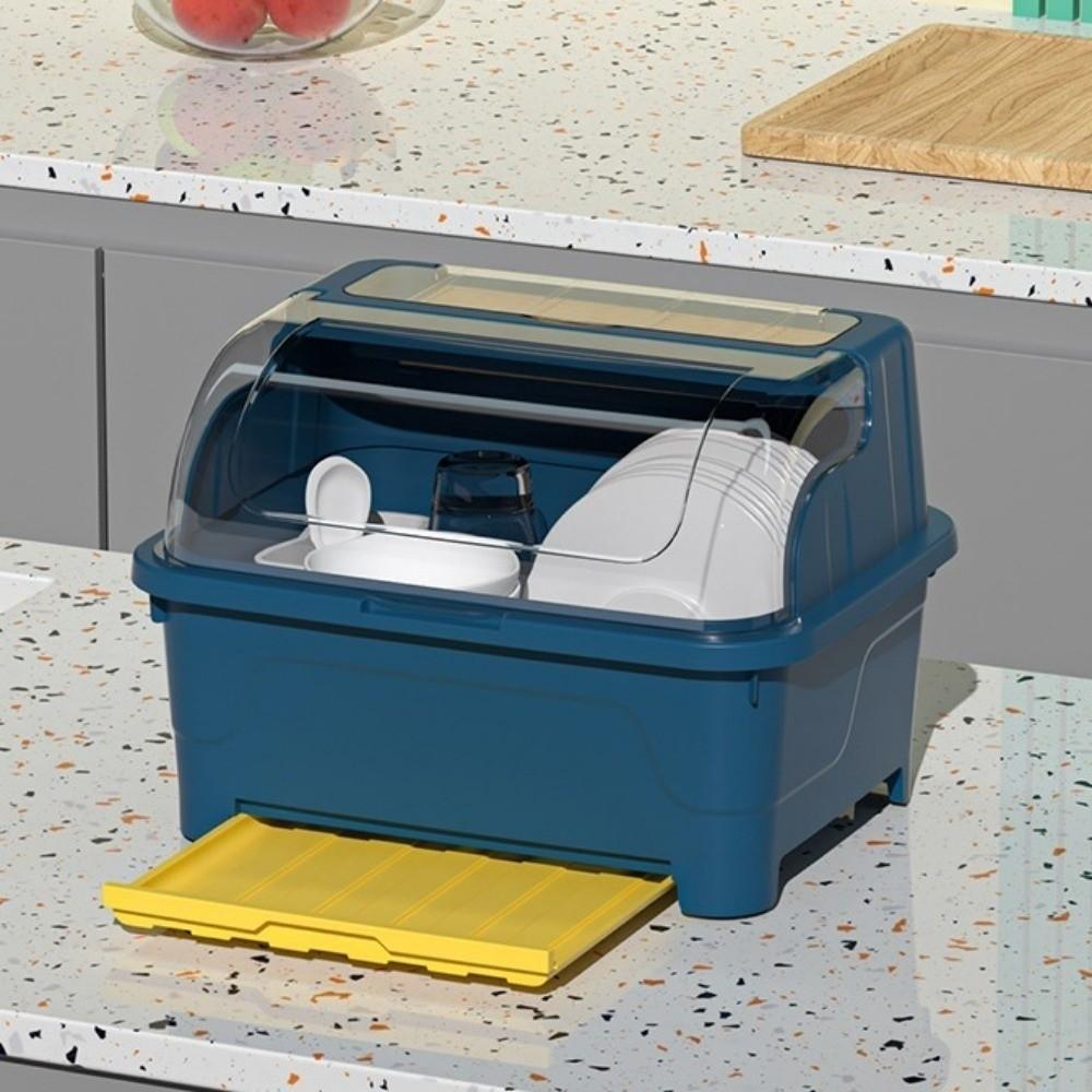 With Lid Dish Drying Rack Sealed Kitchen Storage Rack Storage Shelf Tableware Storage Box  Kitchen