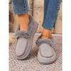 Women's Plus Size Furry Cuff Flat Cotton Shoes Autumn Winter Fleece Lined Warm Slip on Shoes