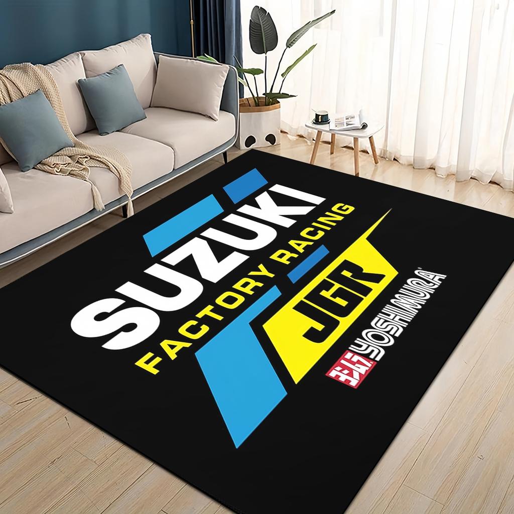 3D Racing Car S-SUZUKI Logo Motorcycle Carpet Rug for Living Room Bedroom Home Sofa Decoration,Kids play Non-slip Floor Mat