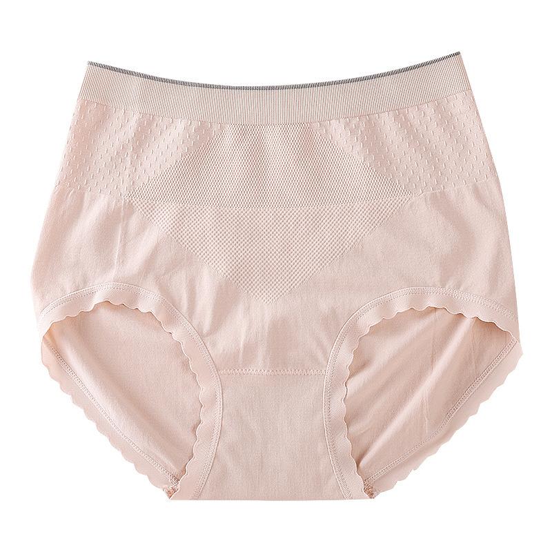 Women's Spring and Summer Nude Skin Friendly Soft Breathable Light Plastic Belly High Waist Triangle Briefs