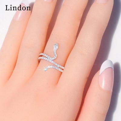 Lindon Klassischer Ring für Damen mit rundem Zirkon, Geschenk für Hochzeit, Party, Größe 6–10