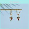 Bird Earrings Alloy Water Drilling Retro Hummingbird Hoop For Gift Shops