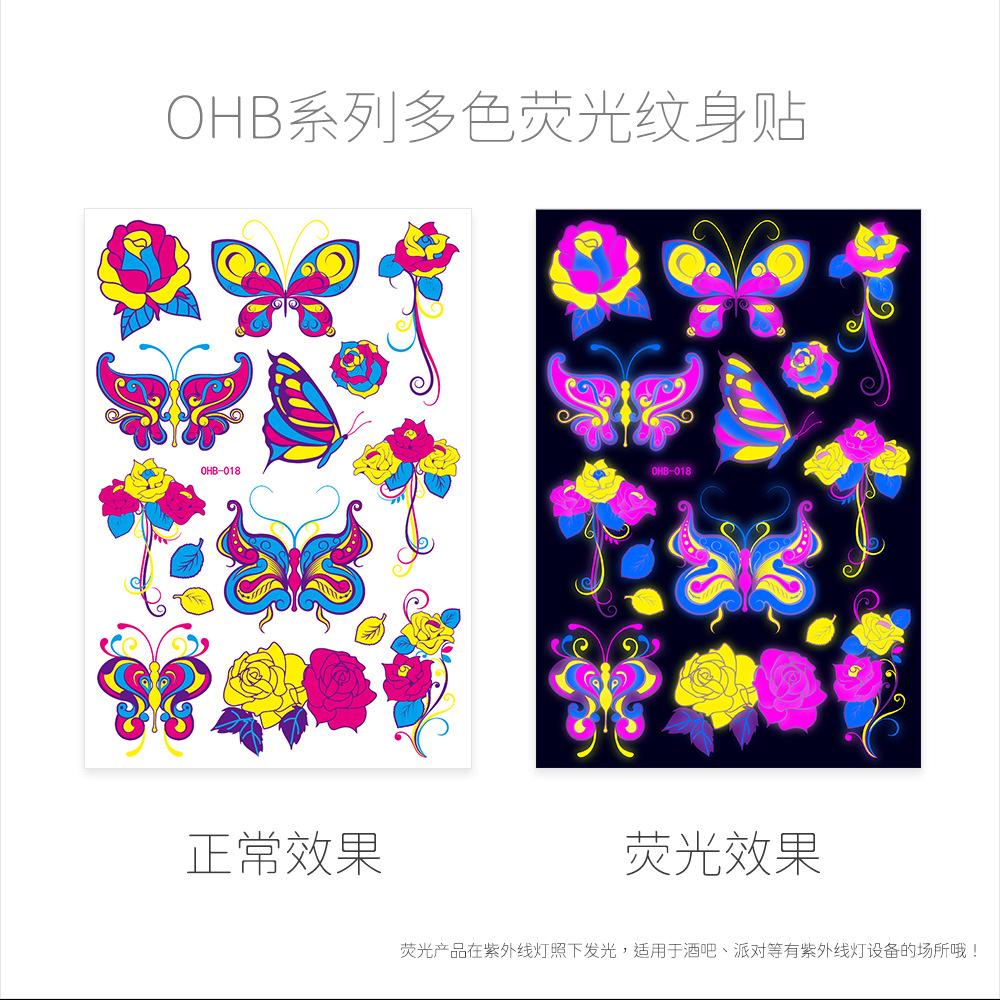 Fluorescent Butterfly Face Tattoo Sticker Nightclub Bar Sticker Flower Arm Waterproof Eco-Friendly Tattoo Sticker