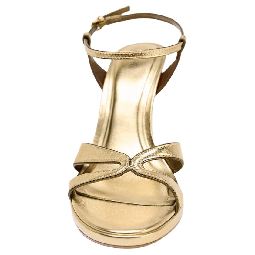 Zara Pu Fashion Open-Back One-Strap Sandals 9Cm Women Sandals Gold 1327610091