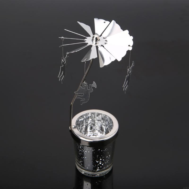 62KD Rotating Tea Light Holder Spinning Tealight Stand Candleholders Wedding