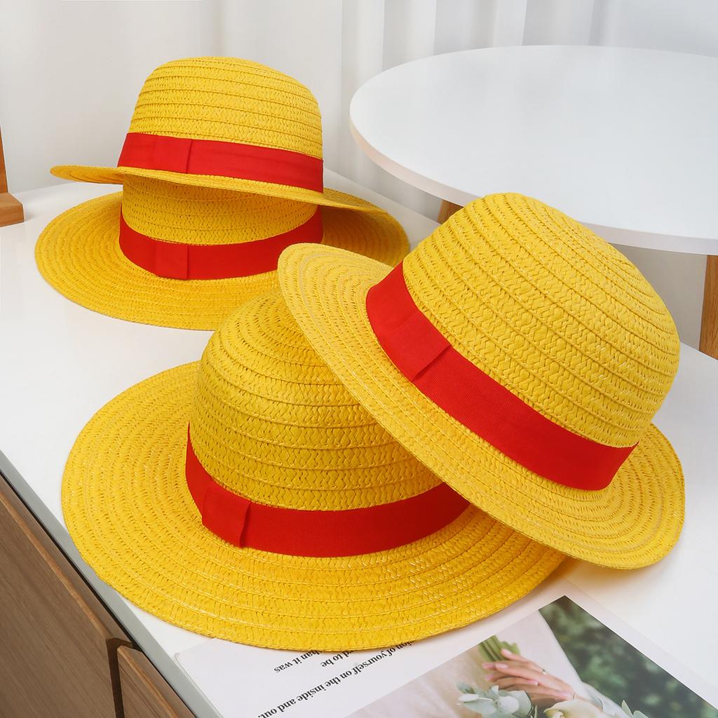 One Piece Luffy Same Straw Hat Men's Hot Selling Fashion Yellow Sun Hat Foldable Lightweight Sun Protection Hat