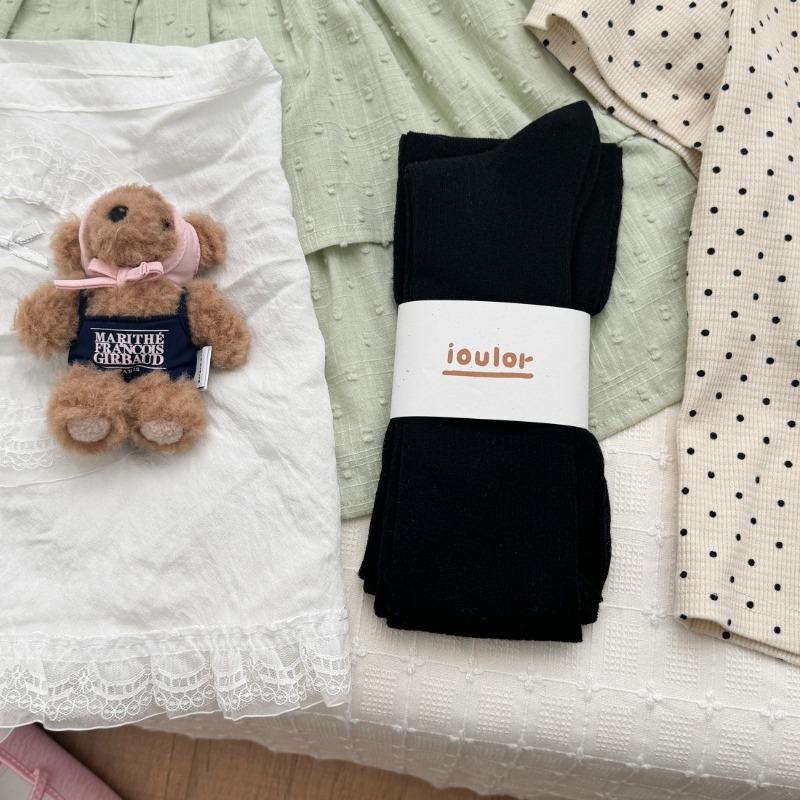 

Носки до колена с пузырчатым узором, модные, противоскользящие, рубчатые, однотонные, бесшовные, длинные чулки для девочек 1 pair чёрный