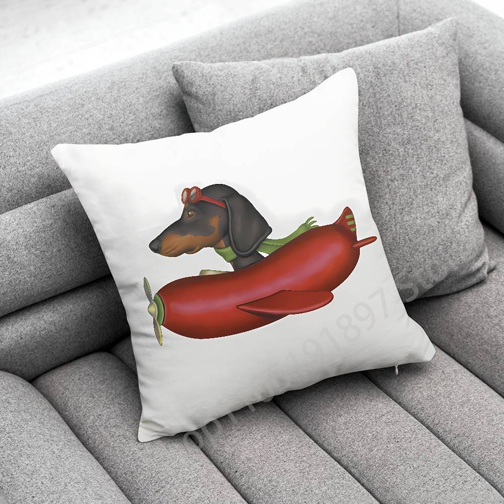 Dachshund Sausage Dog Puppy Christmas TREE Throw Pillow Case For 45*45cm 40cm 30cm 50cm 55cm Square Home Pillowcase Case