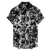 Men's Short Sleeved Shirt, Daily Fashion Printed Button Top, Chest Pocket Cardigan